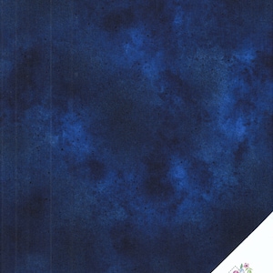 May include: A deep blue fabric with a subtle marbled pattern. The fabric has a soft, textured feel and is perfect for quilting or other craft projects.