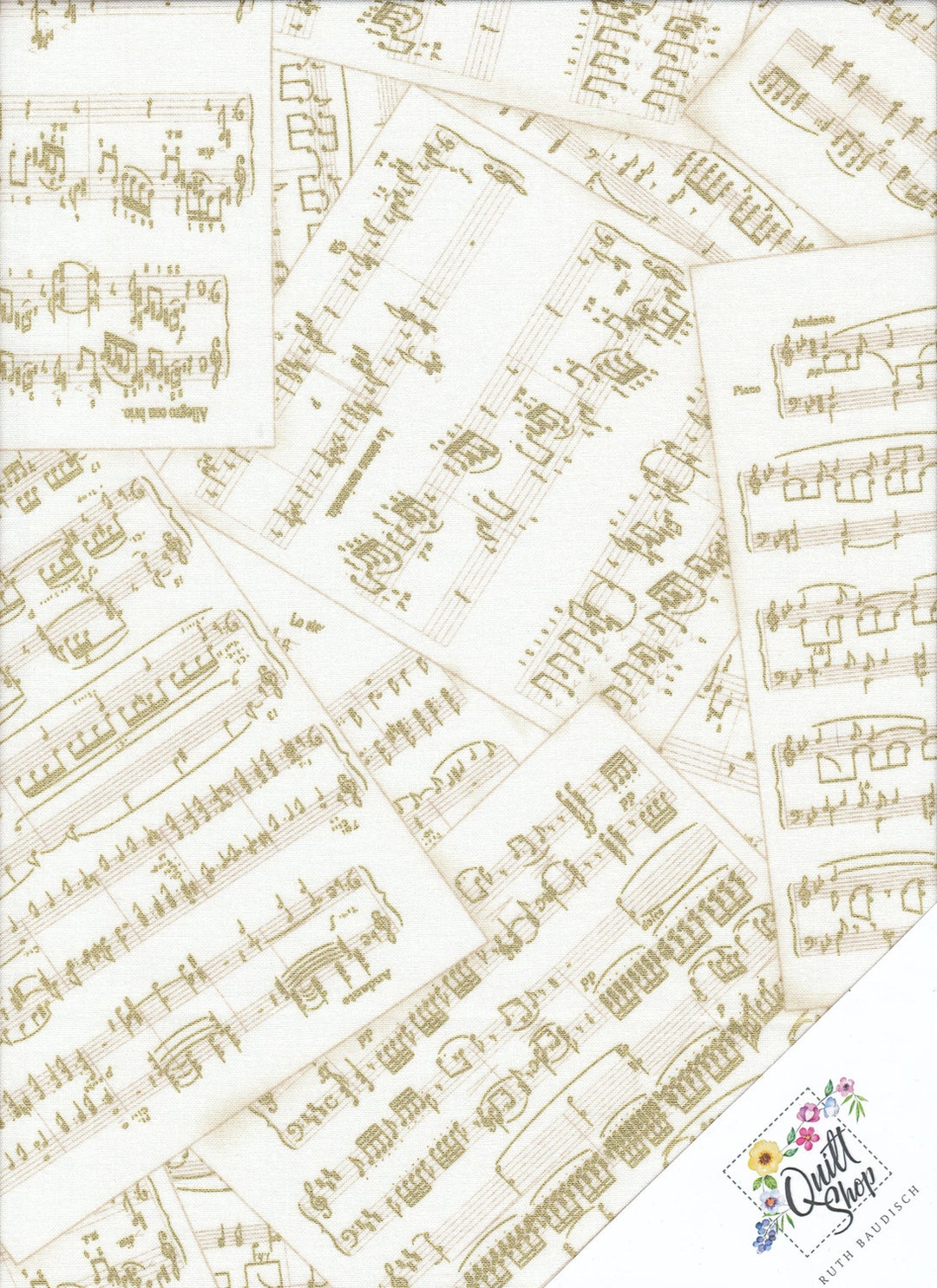 Music Fabric Sheet Music With Gold Notes, Fabric No. 210748 - Etsy UK