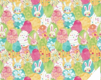 Lot De 3 Coupons De Tissu Coton Motif Pâques - Multicolore, Animaux, Fabrication Française