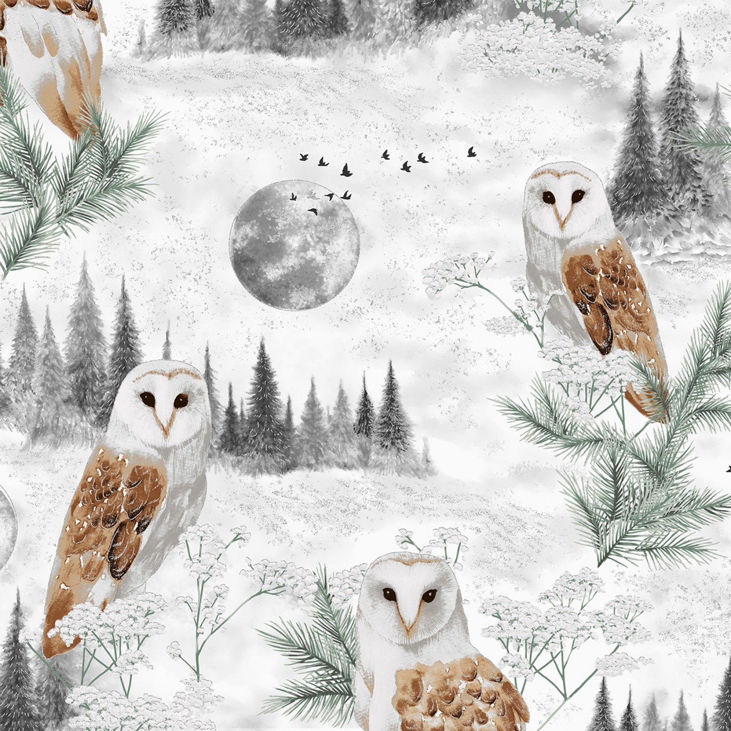 SCHNEE EULEN Stoff Nr. 210701 Etsy