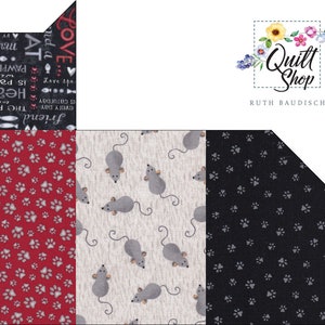 VALUE SET 4 Fat Quarter CAT FABRIC, Paws and Mice Fabric Pack No. 220411