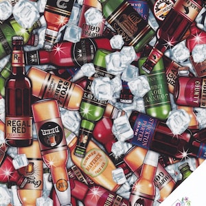 BEER BOTTLES "Beers on Ice" Patchwork Fabric No. 250111