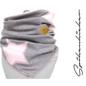 Slip cloth handkerchief loop children girls gray light pink stars