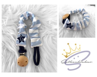 Pacifier strap baby dummy chain boys light blue marine