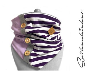 Slip Cloth Scarf Loop Children Girl Boy Purple Lilac Grey Button Placket