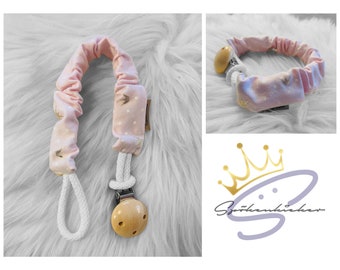 Pacifier strap baby pacifier chain girl crown pink white