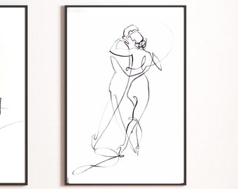 One Line Art "Tango" Original Bild Tusche