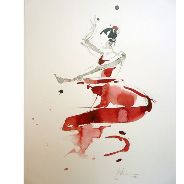 Image danse, ballet abstrait : danseuse de flamenco, impression DinA3