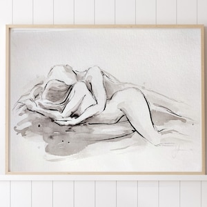 Umarmung Sinnlicher Akt (Aktbild Paar Tantra) Original oder Kunstdruck Hochzeitsgeschenk