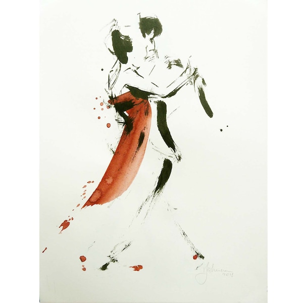 Tango couple VI (print with original ink elements, approx. 30 x 42 cm)