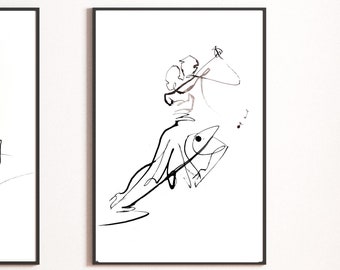 Druck abstrakte Skizze "Tango" One Line Art