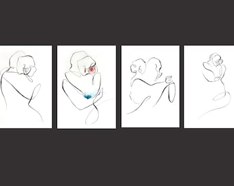 Set 4 Drucke Line Art "Tango"