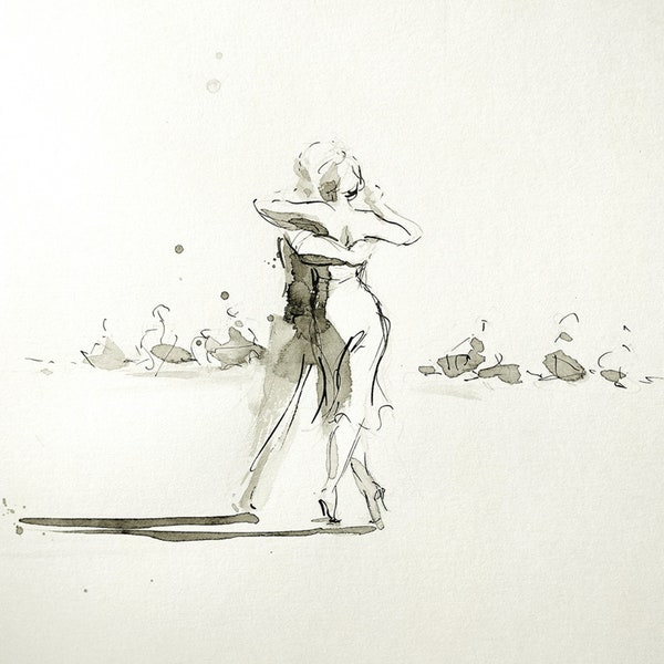 Image Dance : Tango II (impression basée sur l'original à l'encre)