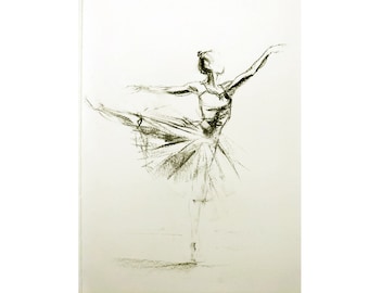 Dessin original au fusain « Ballerine »