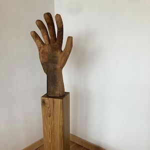 Sculpture Hand High five made of oak in XXL unique piece