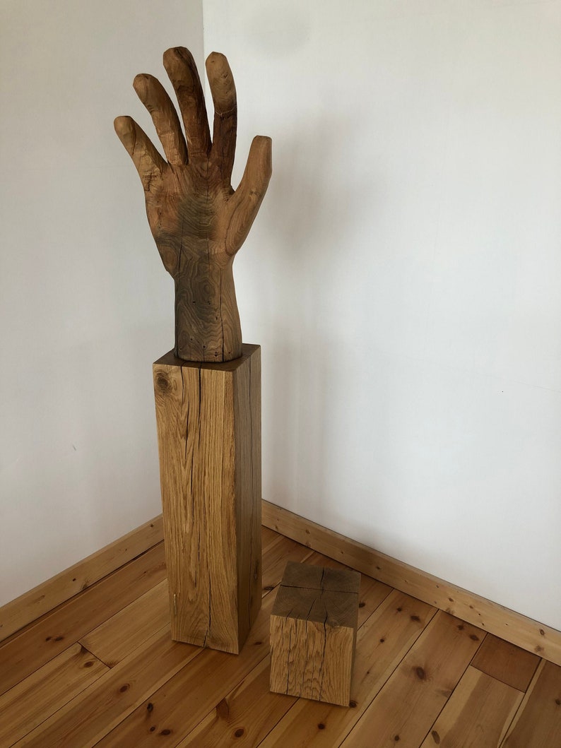 Sculpture Hand High five made of oak in XXL unique piece image 1