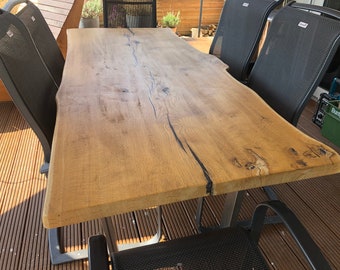 Table de terrasse Table à manger en planche de chêne de qualité du Bas-Rhin