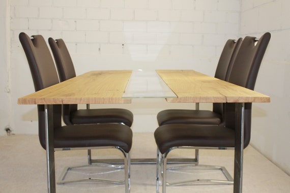 Dining Table Diningtable Made Of Oak Glass And Steel Quality Etsy