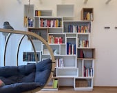 Flexibles Regal System in weiß und Eiche Bücherregal