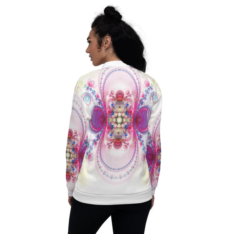 Unisex Bomber Jacket Space Sphere White