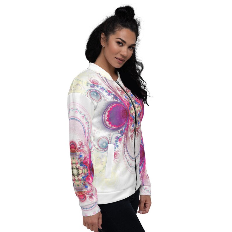 Unisex Bomber Jacket Space Sphere White