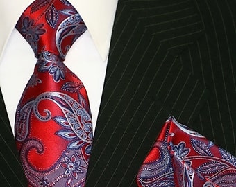 Krawatten Binder Krawatte Schlips mit Einstecktuch blau Binder de Luxe #188