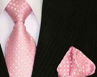 Krawatte Krawatten rosa Binder Schlips mit Einstecktuch Binder de Luxe #307