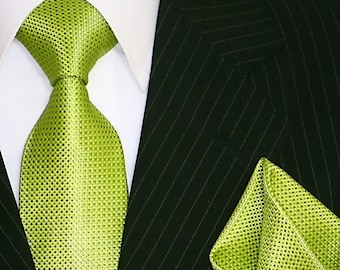 Krawatte Krawatten grün Binder Schlips mit Einstecktuch Binder de Luxe #505