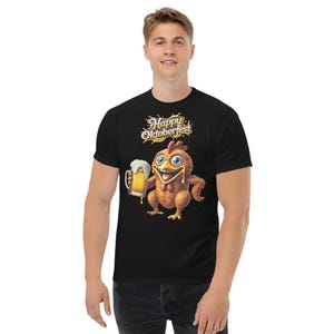 Oktoberfest T-Shirt – Happy Oktoberfest with Chicken & Beer – Funny Wiesn Shirt – Wiesn Outfit Men Women – Folk Festival T-Shirt