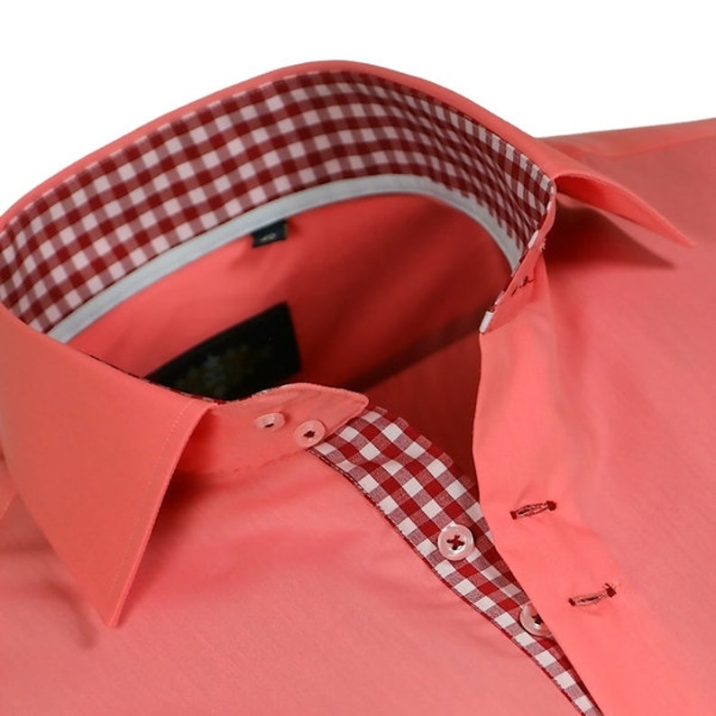 Men's Shirt Salmon Pink Men's Shirt Long Sleeve Men Etsy