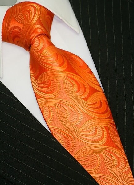 Krawatte Krawatten Set mit Einstecktuch Schlips Binder de Luxe 181 Orange 