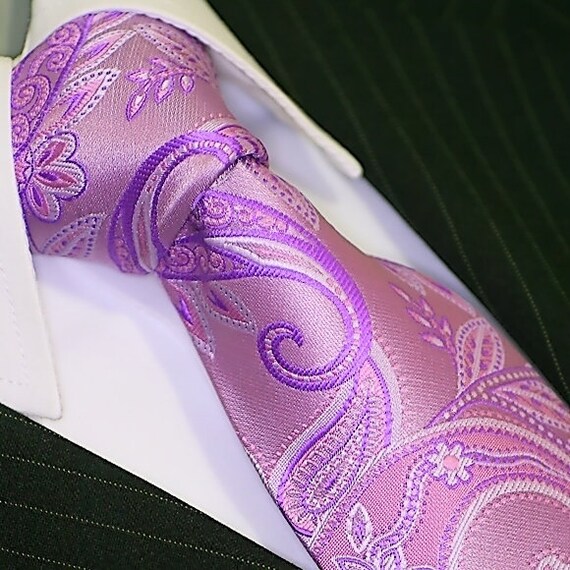 Cravate Élégante Violet Lilas Binder Noir Rayé – Cravate Tie[c9635 - Foto 9