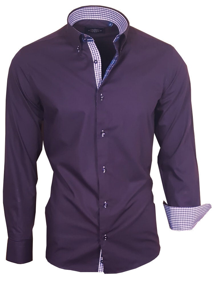 Shirt Long Sleeve Dark Purple Men ...