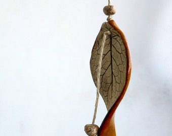 Leaf wind chime ORANGE Wind chime made of ceramic in the shape of a leaf