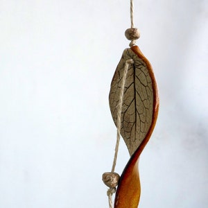 Leaf wind chime ORANGE Wind chime made of ceramic in the shape of a leaf image 1