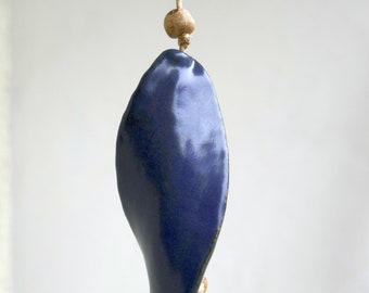 Leaf wind chime BLUE Wind chime made of ceramic in the shape of a leaf