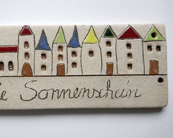 Door sign, name plate made of ceramic 23.5 x 8 cm