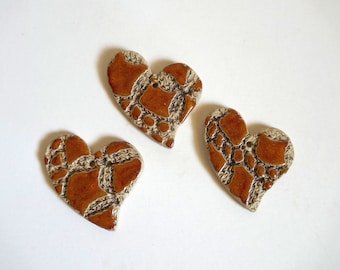 3er-Set Geschenkanhänger Herz in Orange, Anhänger aus Keramik