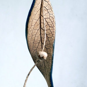 Leaf wind chime BLUE Wind chime made of ceramic in the shape of a leaf image 4