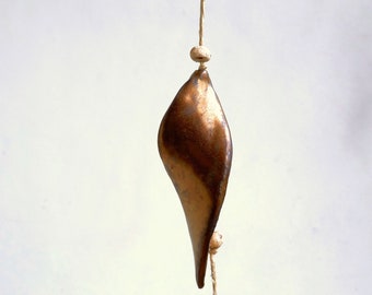 Wind chime BRONZE leaf wind chime made of ceramic