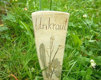 UNKRAUT garden stakes, bed stakes made of ceramic