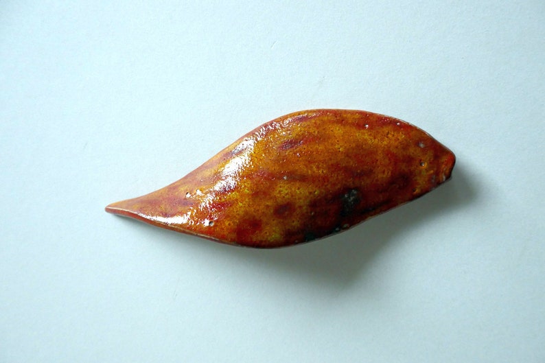 Leaf wind chime ORANGE Wind chime made of ceramic in the shape of a leaf image 5