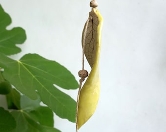 Wind chime YELLOW Leaf wind chime made of ceramic