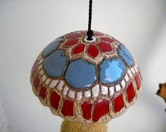 Fat ball holder BUNT birdhouse, ceramic fat ball roof