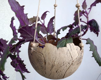 Hanging basket Ø 13 cm TREE DISC hanging basket made of ceramic