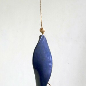 Leaf wind chime BLUE Wind chime made of ceramic in the shape of a leaf image 3