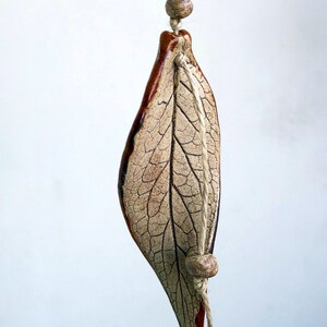 Leaf wind chime ORANGE Wind chime made of ceramic in the shape of a leaf image 4