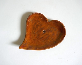 Kleine Seifenschale ORANG Seifenablage in Herzform aus Keramik