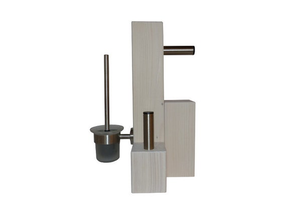 Wc Garnitur Weiss Edelstahl Holz Etsy
