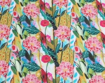 Abstracte bloemenprint van katoenen jersey in mosgroen/multicolor, digitale print, van Stenzo